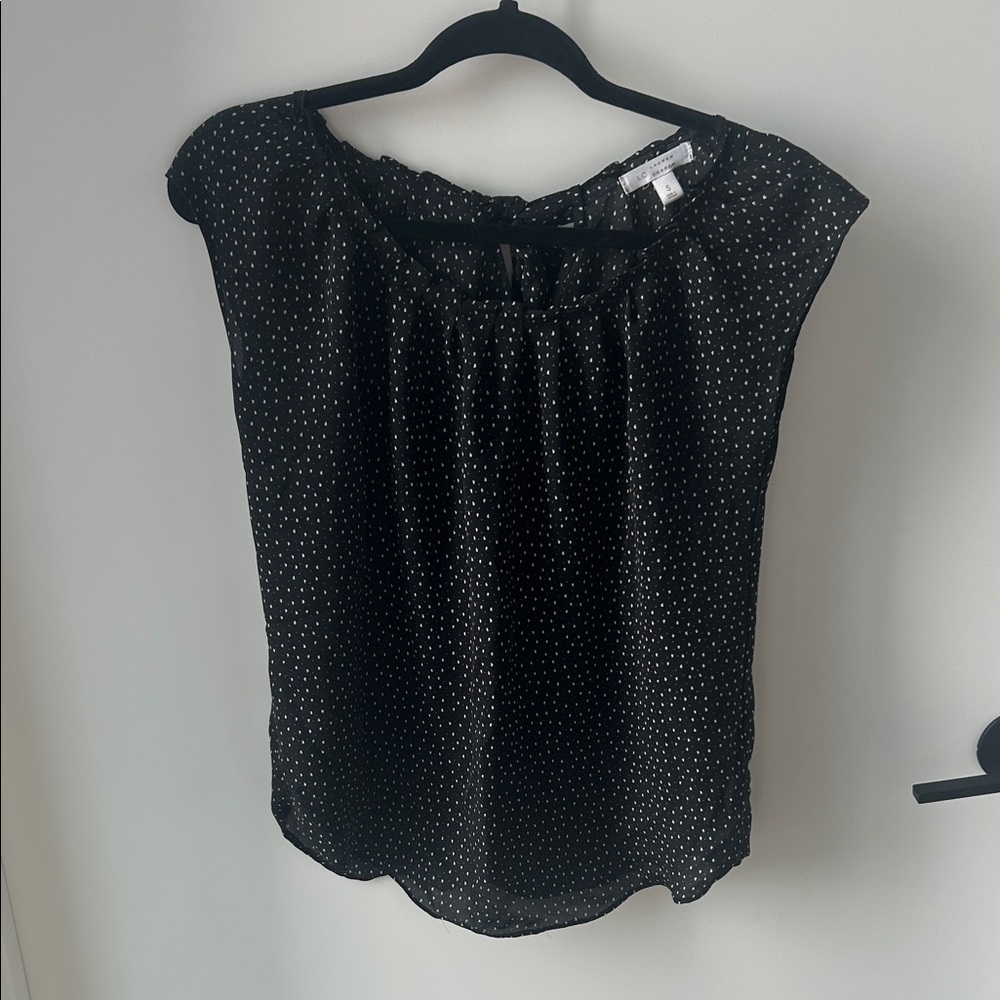 LC Lauren Conrad Black and White Dotted Blouse